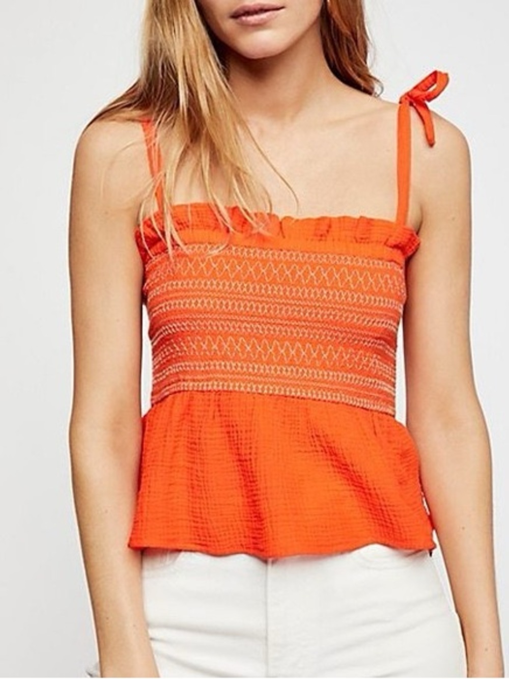 Free People "Smock It To Me" Tie Strap Tank Top/Tube Top